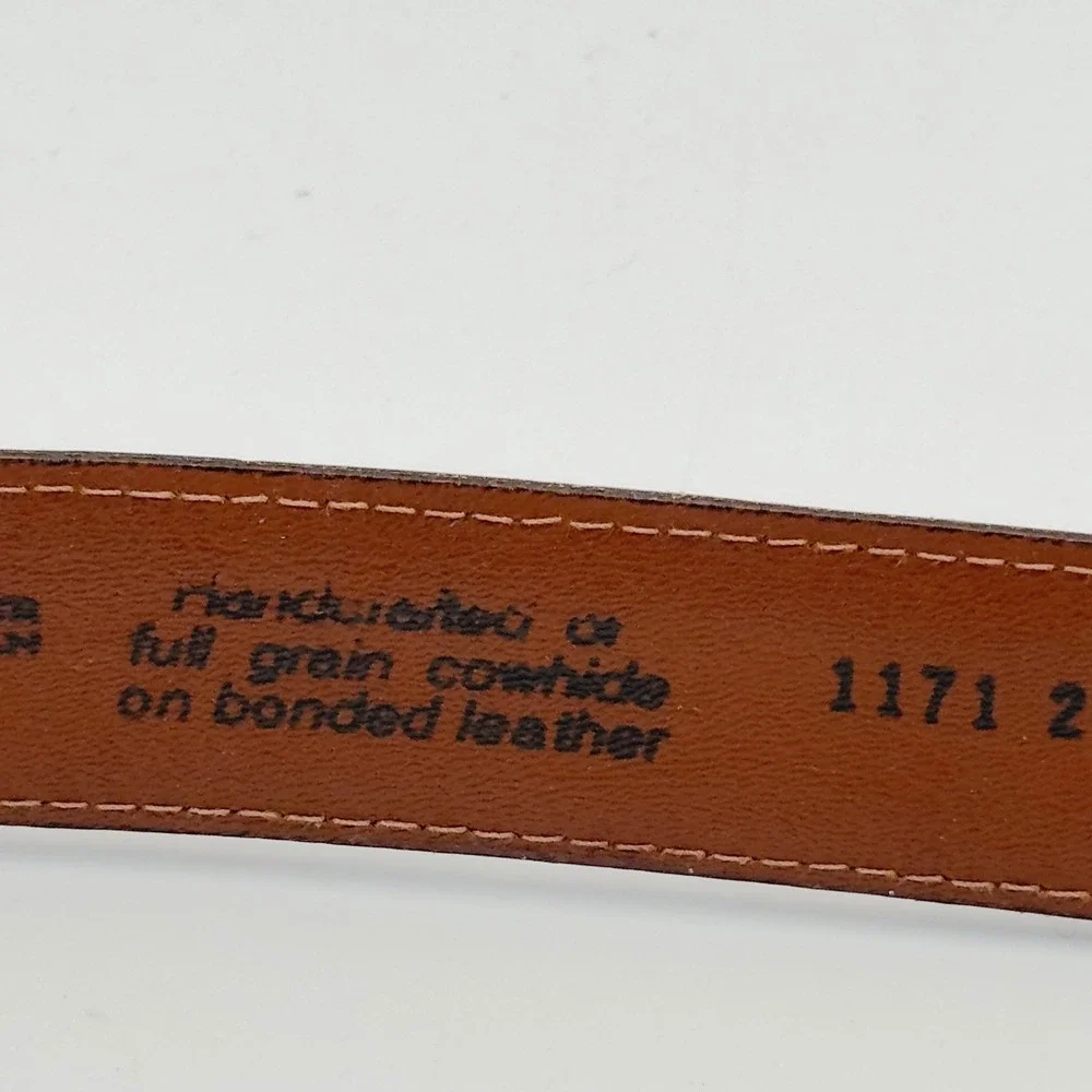 Alexander Julian Mens Brown Crocodile Emboss cowhide Bonded Leather Belt 42 USA‎